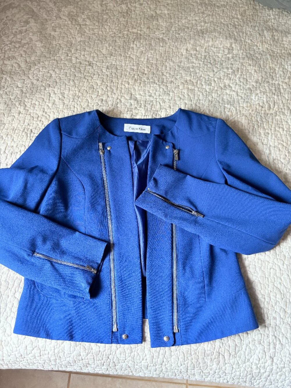 Calvin Klein Royal Cobalt Blue Moto Blazer Jacket